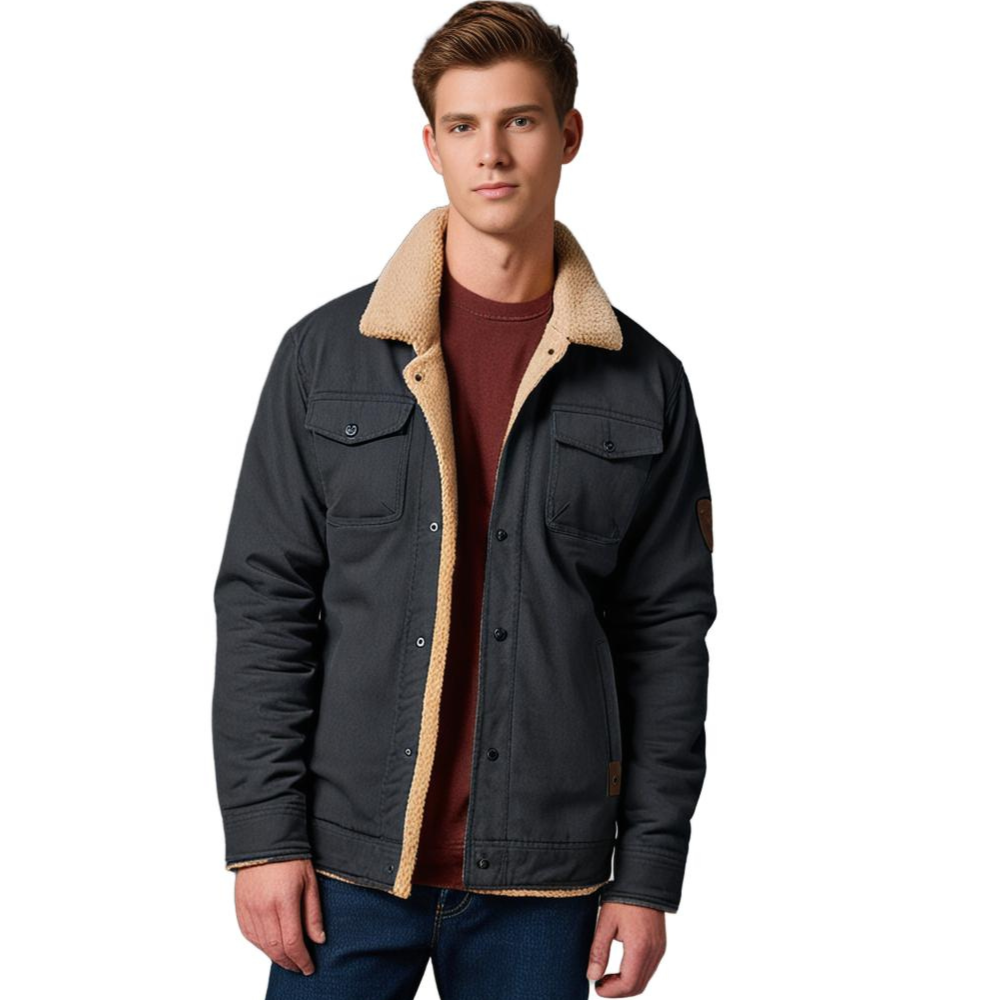 Men's Vintage Winter Bomber Jacket with Sherpa Lining – Stylish and Warm Casual Outerwear