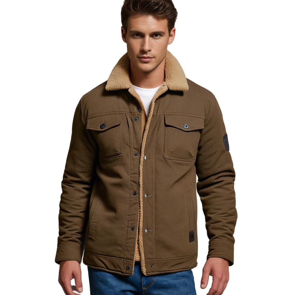 Men's Vintage Winter Bomber Jacket with Sherpa Lining – Stylish and Warm Casual Outerwear