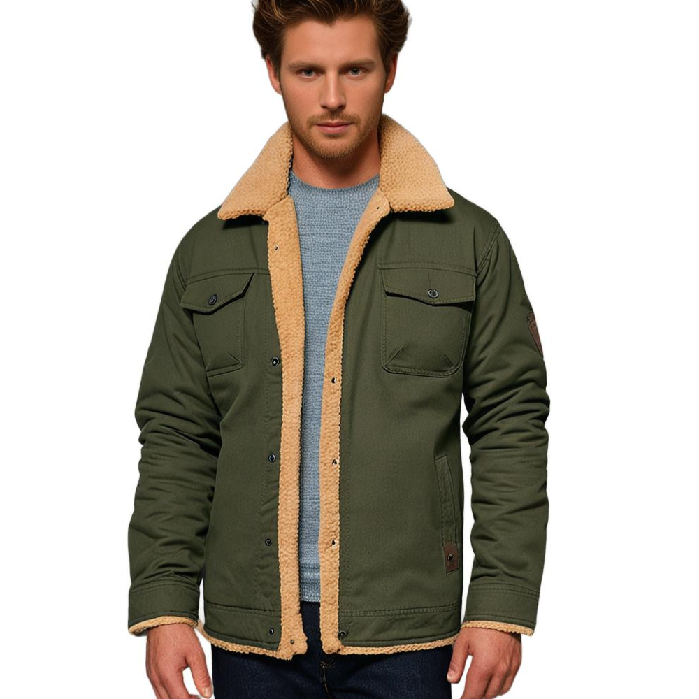 Men's Vintage Winter Bomber Jacket with Sherpa Lining – Stylish and Warm Casual Outerwear