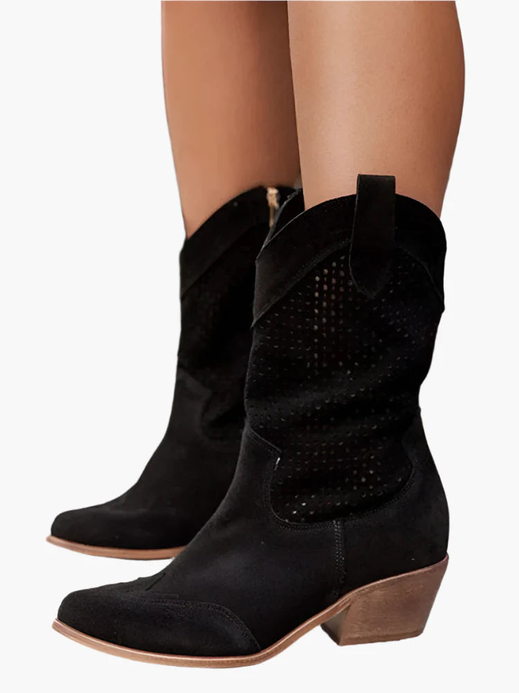 Women's Western Cowboy Boots with Zipper – Fashionable and Breathable Style for Casual Wear