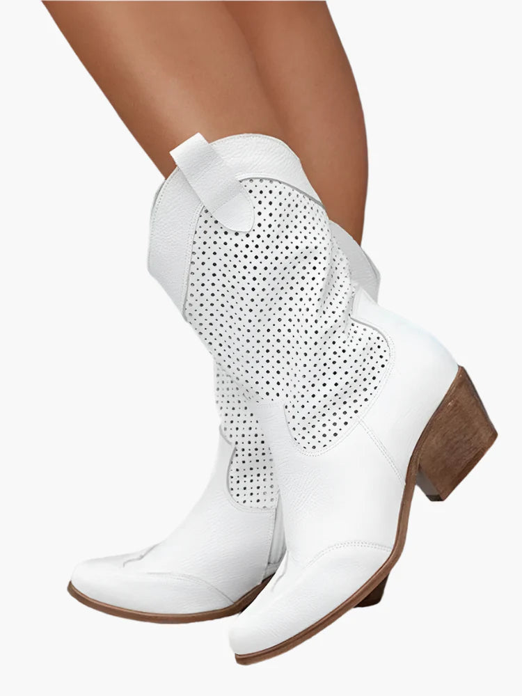 Women's Western Cowboy Boots with Zipper – Fashionable and Breathable Style for Casual Wear