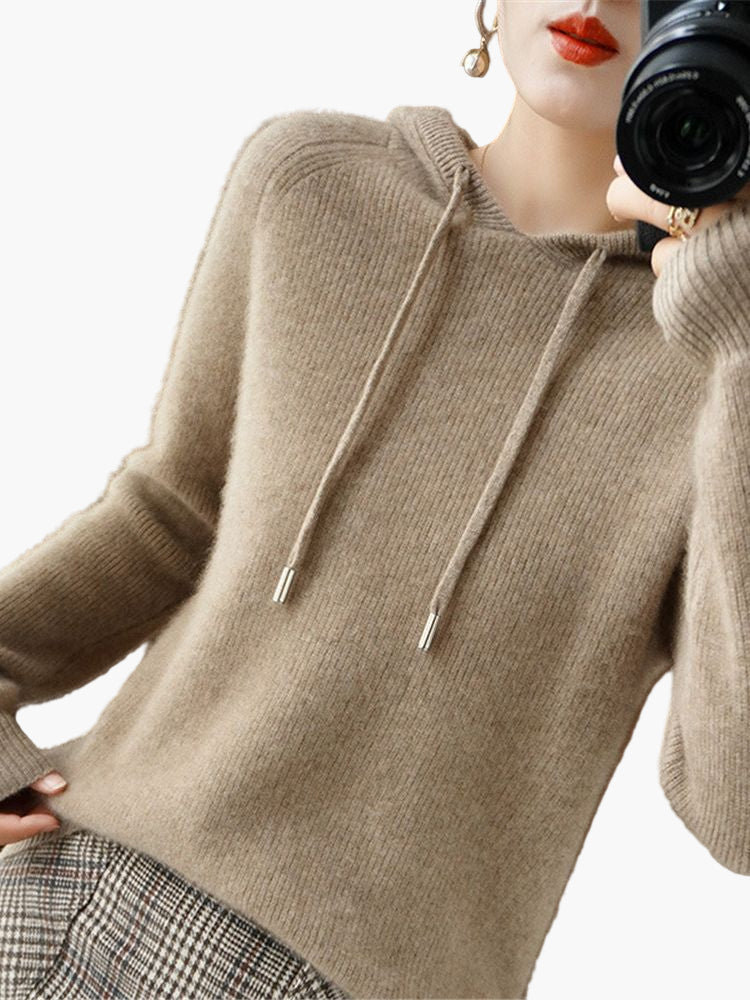 Women's Hooded Knit Pullover Sweater Casual Long Sleeve Cardigan