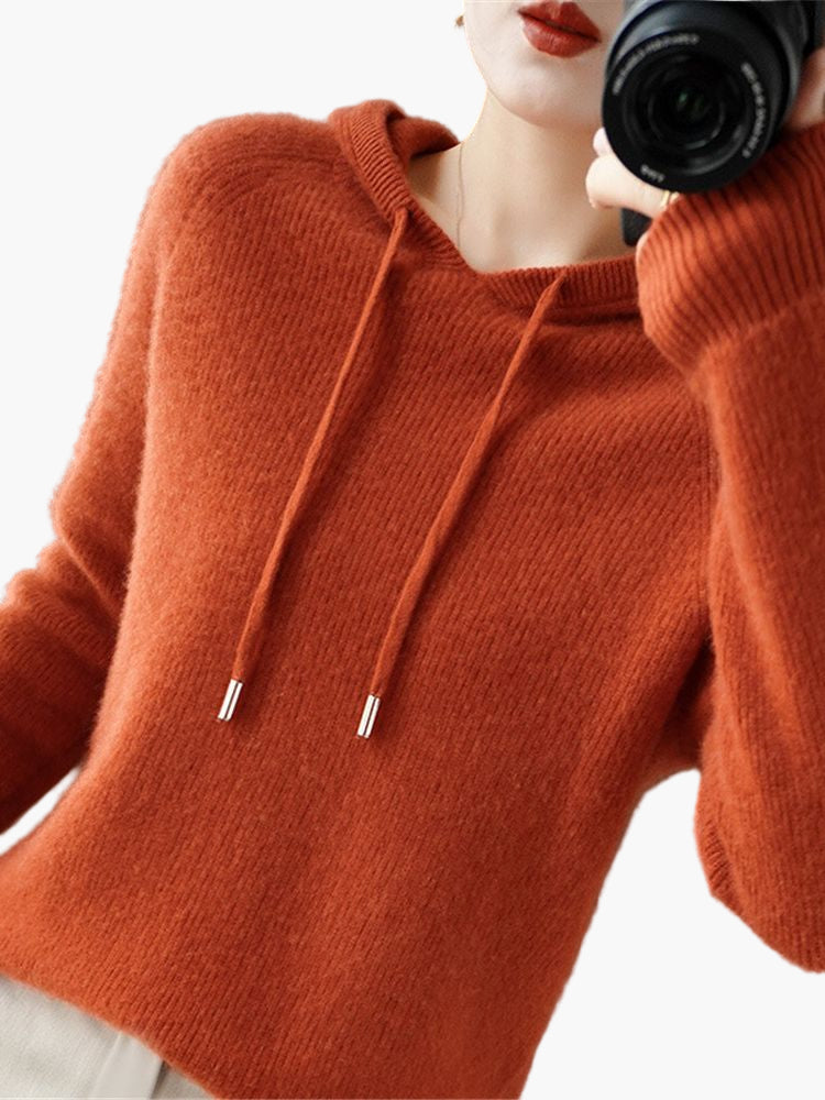 Women's Hooded Knit Pullover Sweater Casual Long Sleeve Cardigan