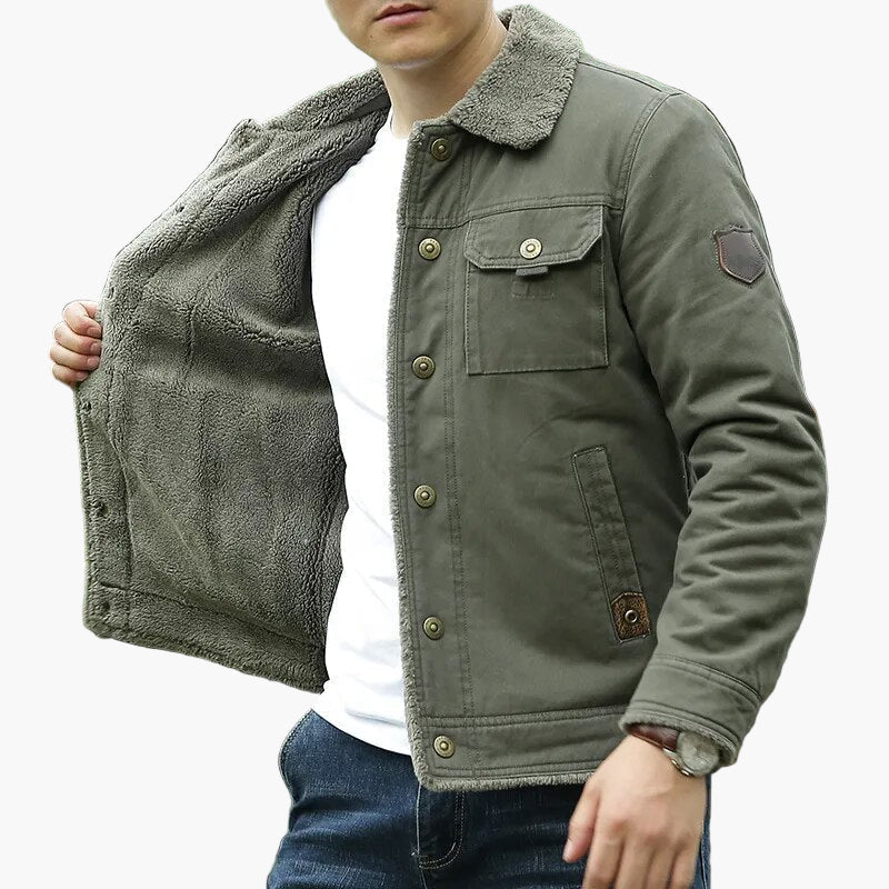 Men's Casual Outdoor Sherpa Collar Button-Up Jacket - Modern Urban Style