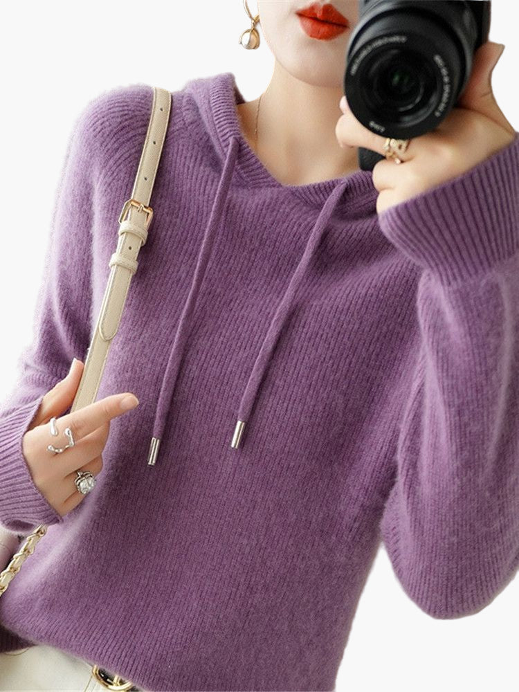 Women's Hooded Knit Pullover Sweater Casual Long Sleeve Cardigan