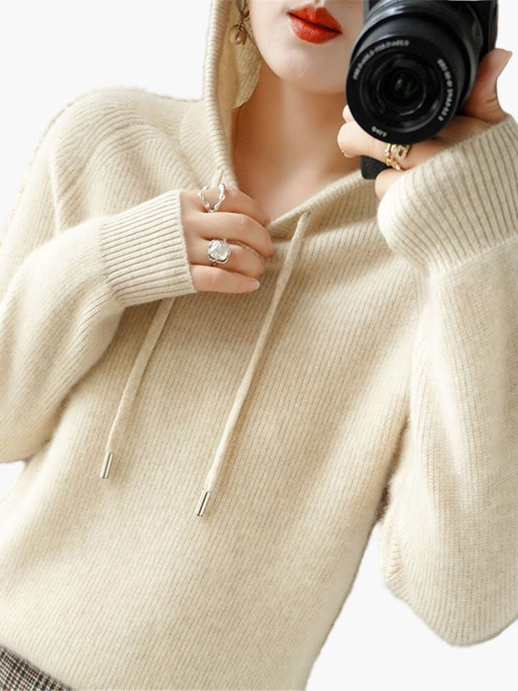 Women's Hooded Knit Pullover Sweater Casual Long Sleeve Cardigan