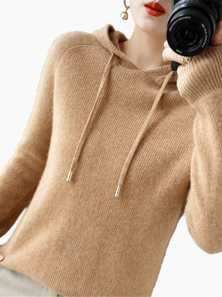 Women's Hooded Knit Pullover Sweater Casual Long Sleeve Cardigan
