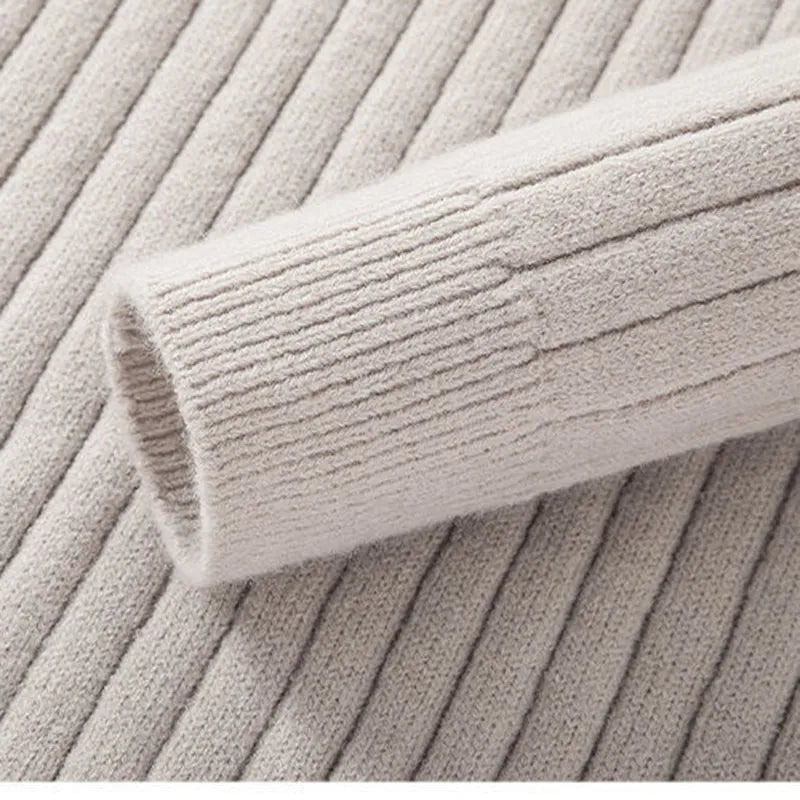 Men's Ribbed Half-Zip Cotton Sweater – Classic Casual High-Collar Pullover