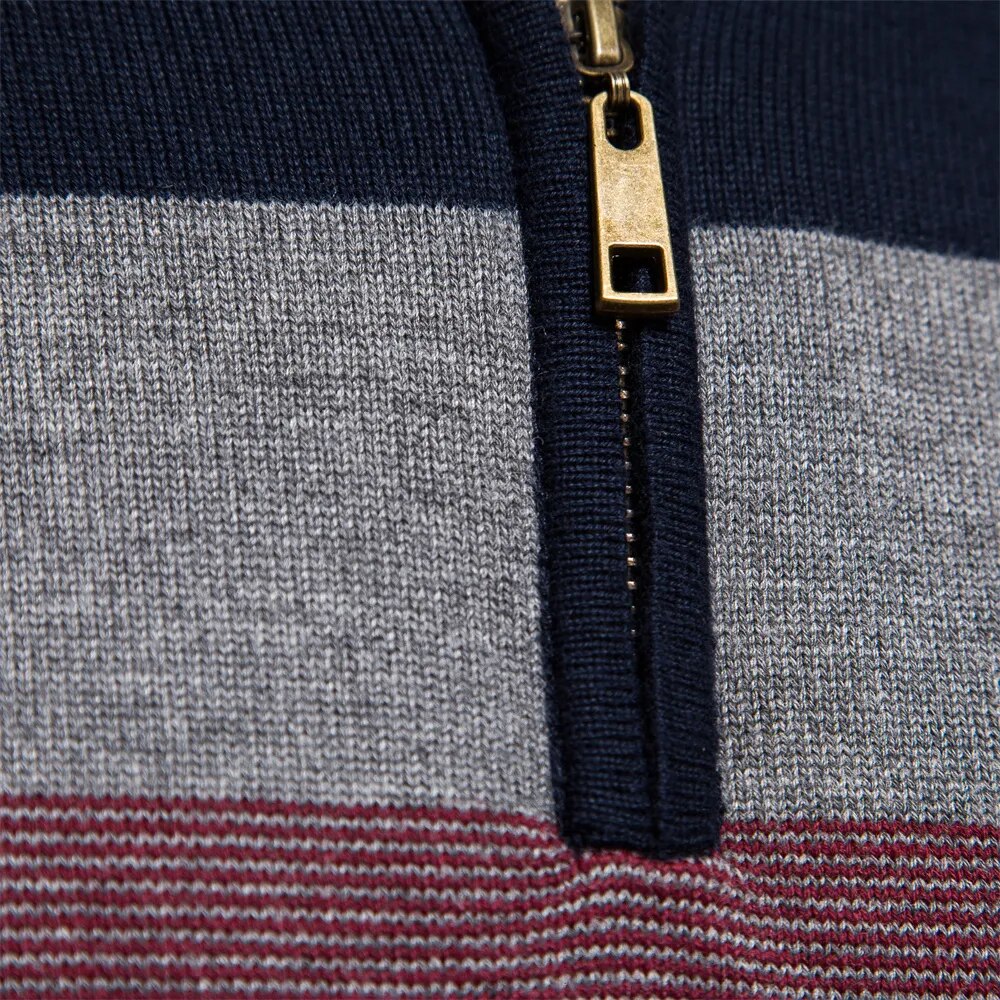 Men's Striped Quarter-Zip Sweater Classic Style for Everyday Wear
