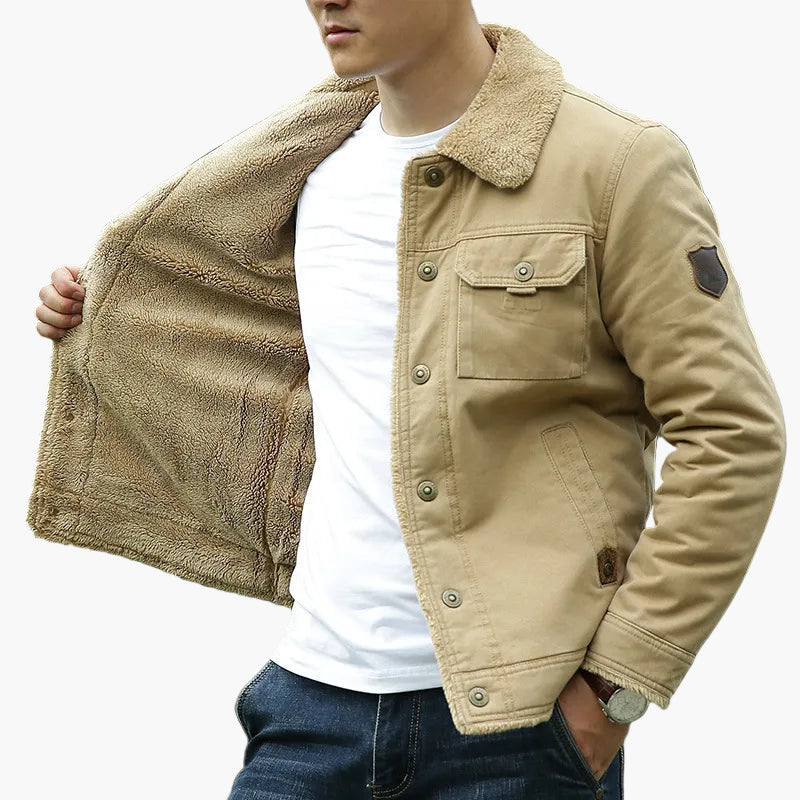 Men's Casual Outdoor Sherpa Collar Button-Up Jacket - Modern Urban Style