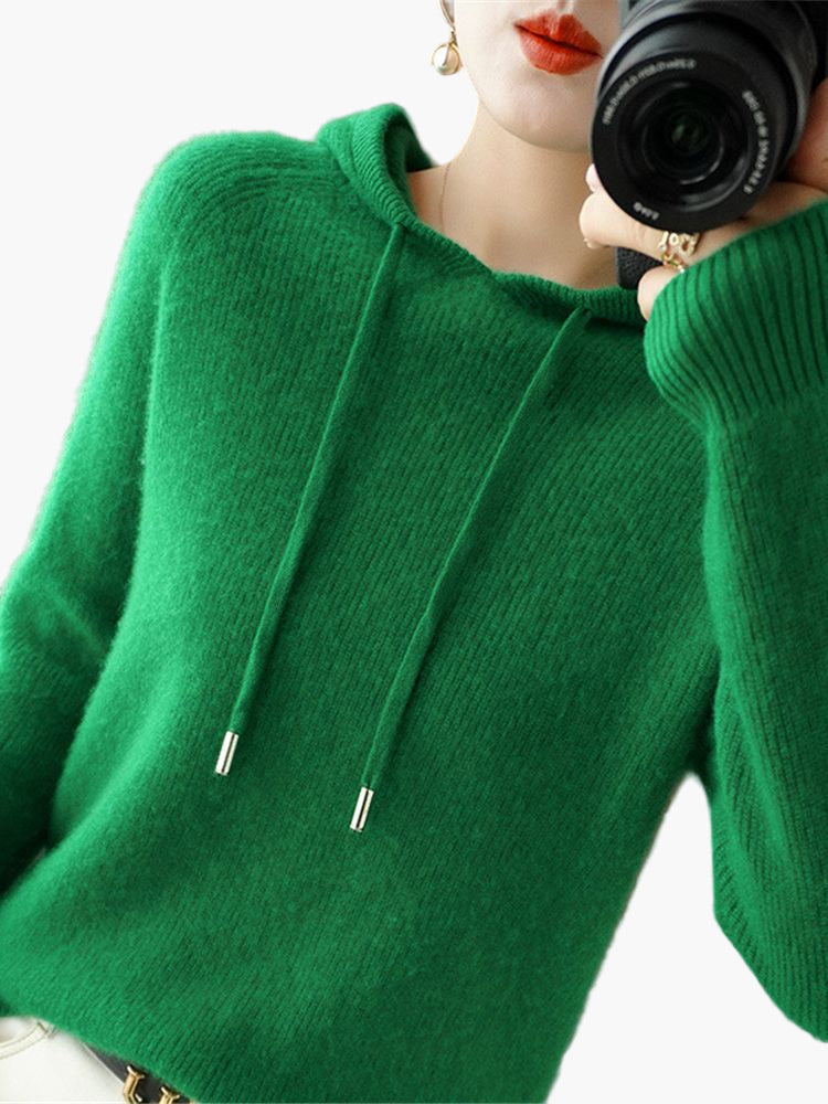 Women's Hooded Knit Pullover Sweater Casual Long Sleeve Cardigan