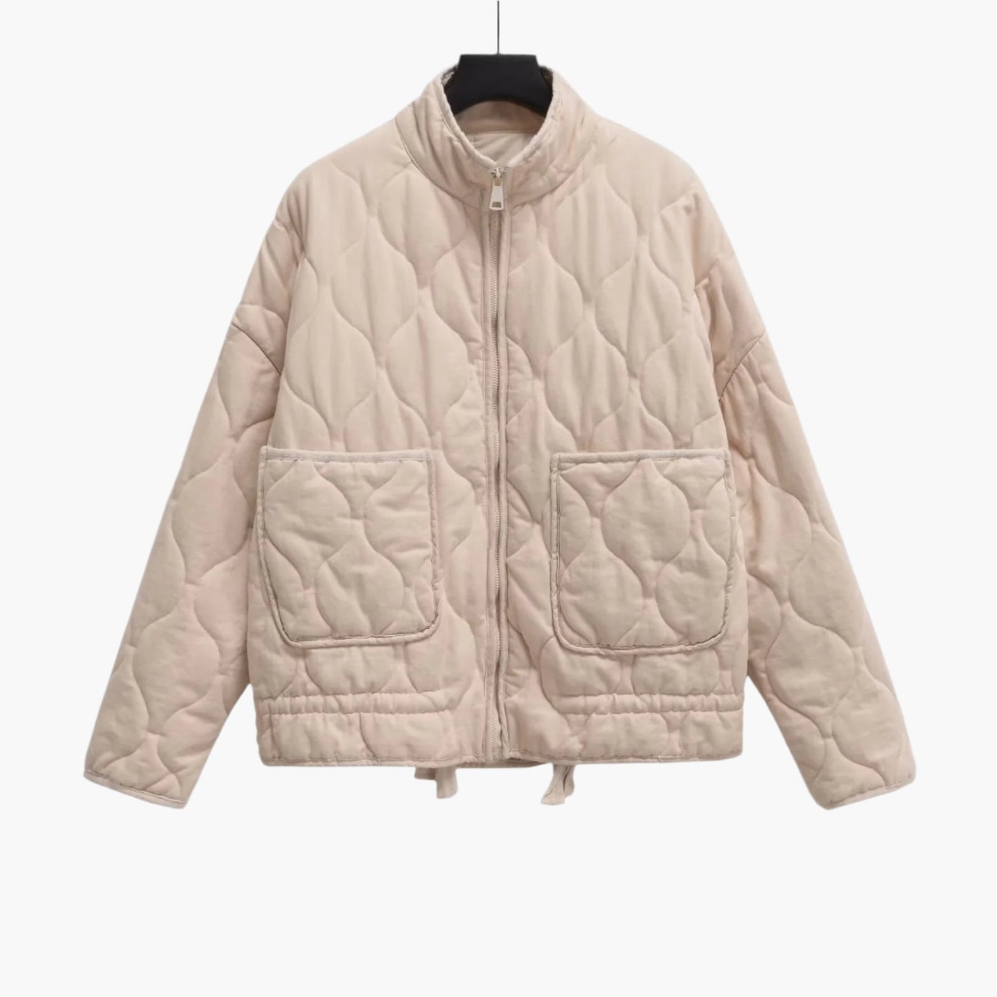 Women's Quilted Oversized Puffer Jacket with Pockets and Zipper – Winter 2024 Trend