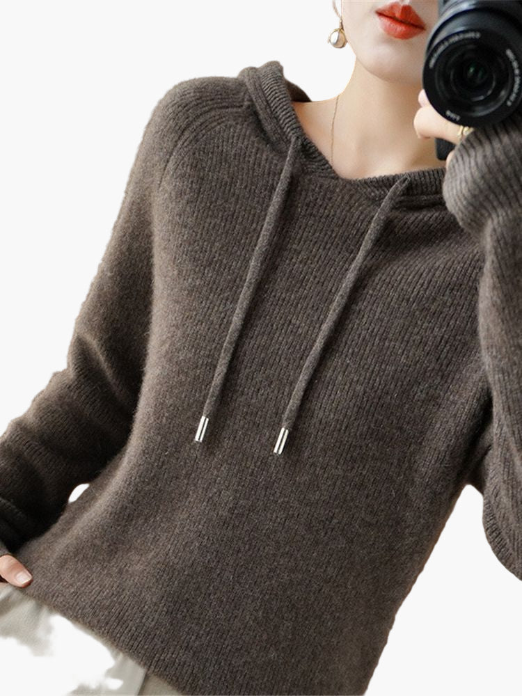 Women's Hooded Knit Pullover Sweater Casual Long Sleeve Cardigan