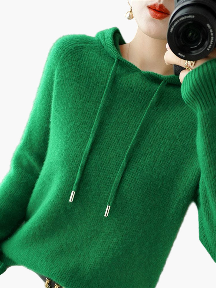 Women's Hooded Knit Pullover Sweater Casual Long Sleeve Cardigan