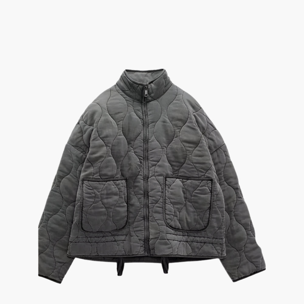 Women's Quilted Oversized Puffer Jacket with Pockets and Zipper – Winter 2024 Trend
