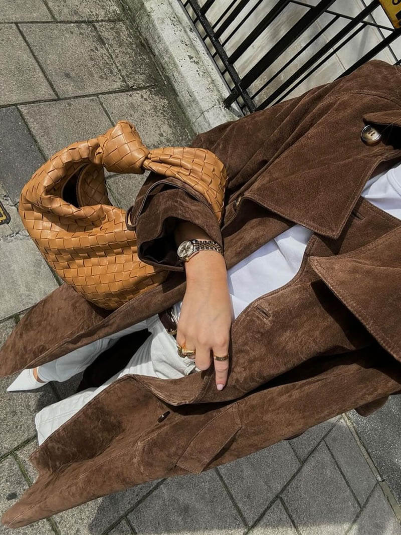 Women's Longline Double-Breasted Trench Coat Classic Elegant Outerwear
