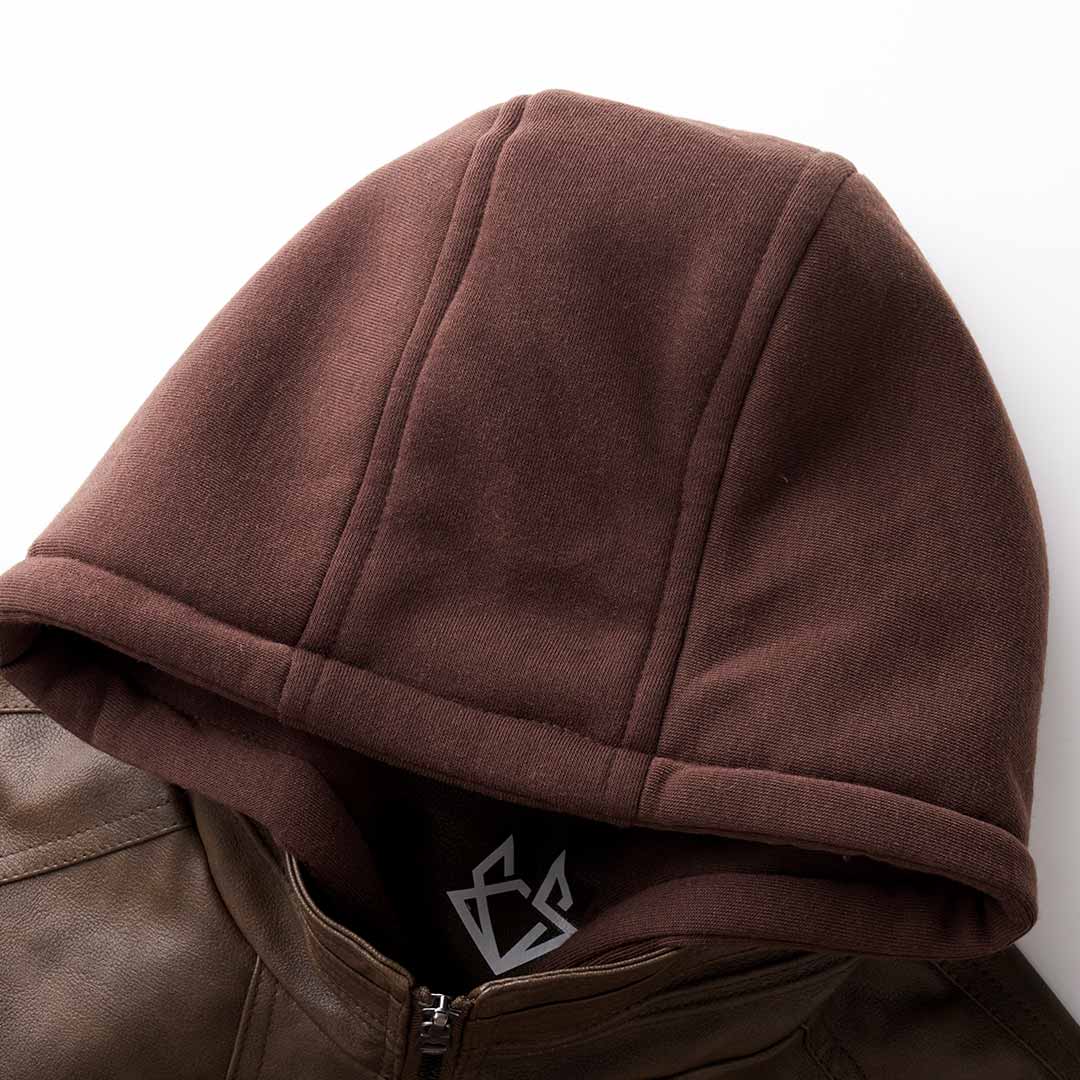Men's Hooded Leather Jacket – Modern Biker Style for Everyday and Casual Wear