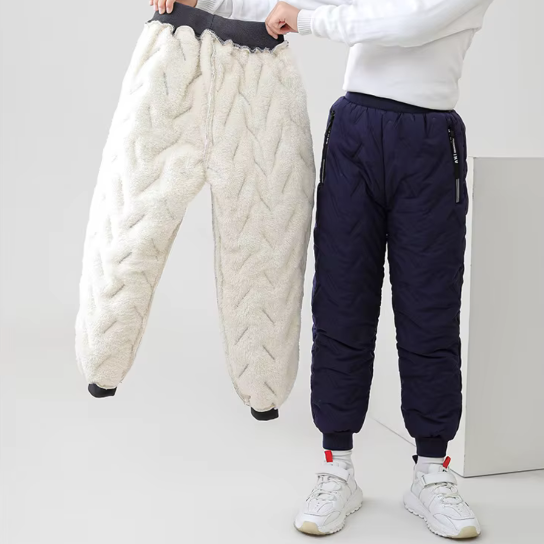 Children's Outdoor Winter Pants Fleece-Lined Waterproof Windproof Snow Trousers