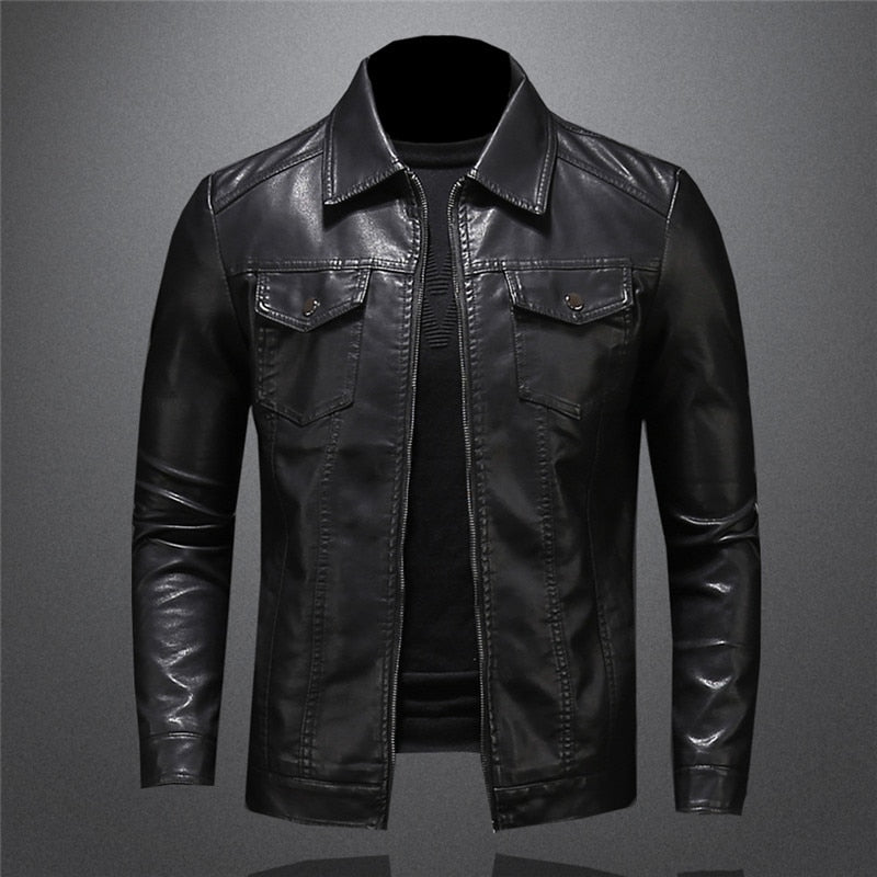 Men's Classic Faux Leather Jacket – Timeless Elegant Style for Casual and Formal Occasions