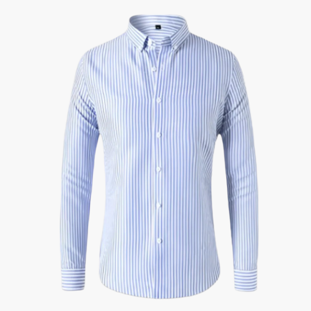 Men's Classic Striped Button-Down Long Sleeve Dress Shirt – Formal & Business Casual