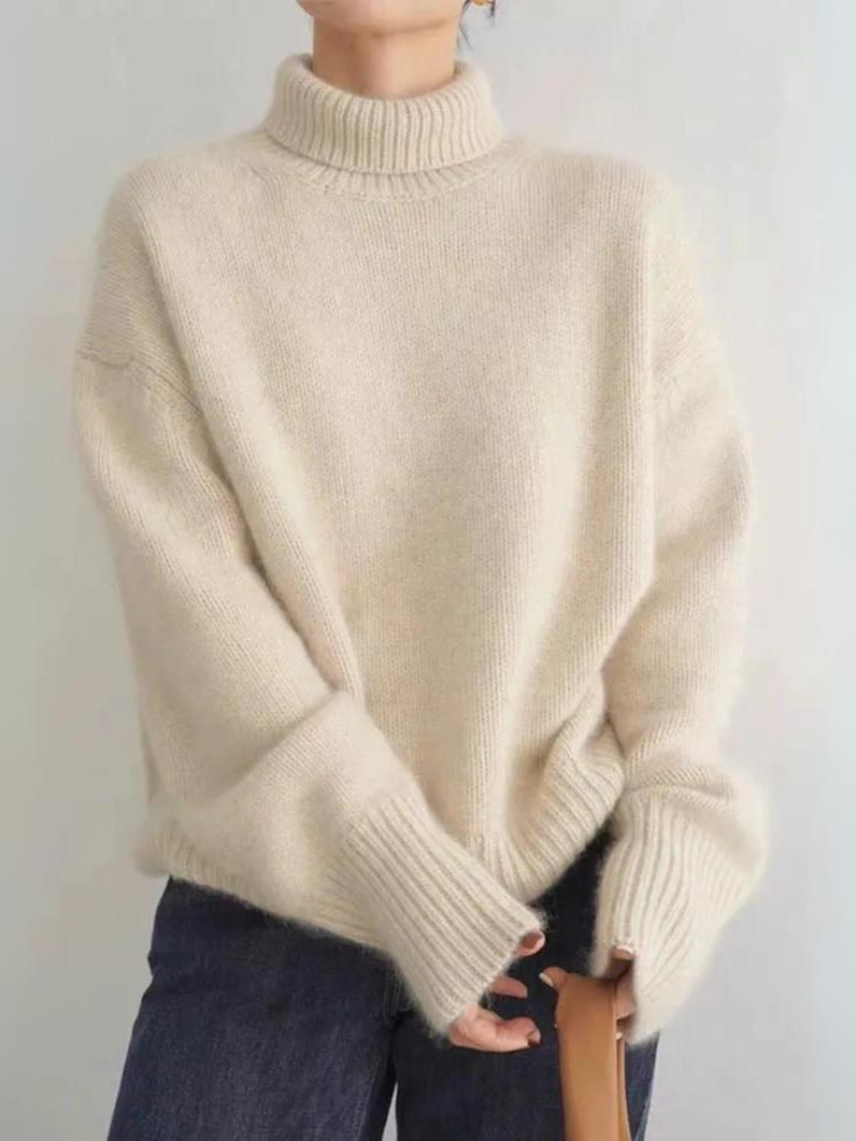 Women's Luxury Turtleneck Sweater, Relaxed Fit, Korean Style – Perfect for Fall and Winter