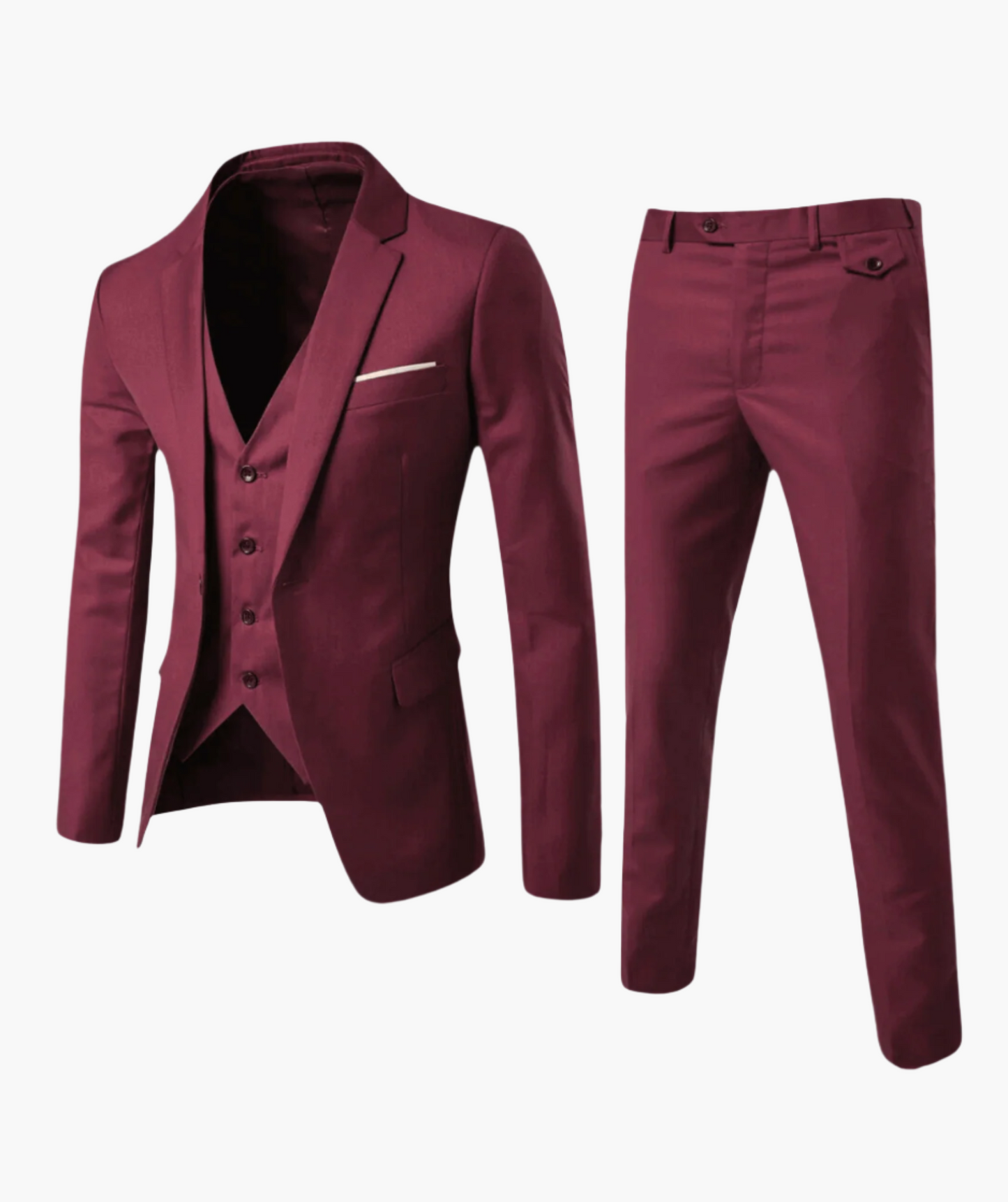 Men's Three-Piece Formal Slim Fit Suit with Vest – Ideal for Weddings and Business