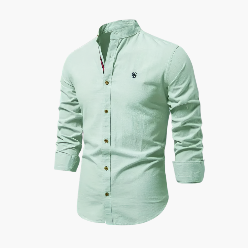 Men's Casual Long Sleeve Stand Collar Shirt – Modern Slim Fit Everyday Style
