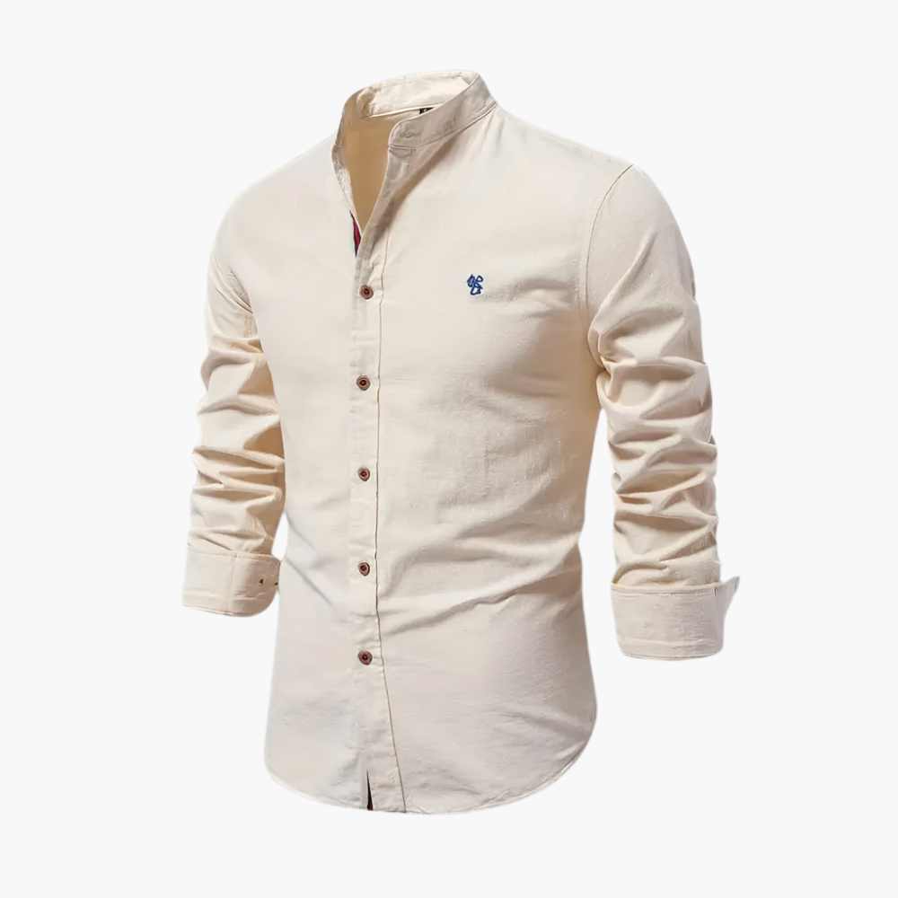 Men's Casual Long Sleeve Stand Collar Shirt – Modern Slim Fit Everyday Style