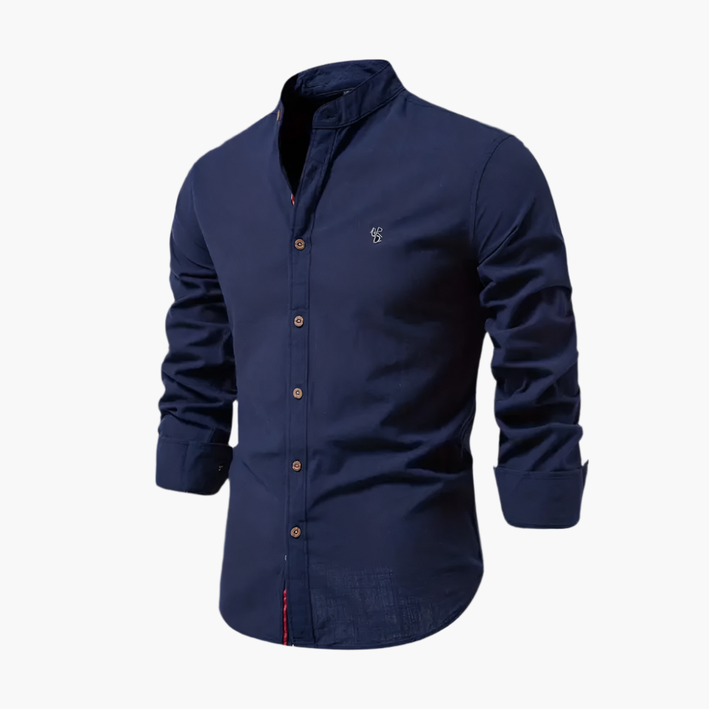 Men's Casual Long Sleeve Stand Collar Shirt – Modern Slim Fit Everyday Style