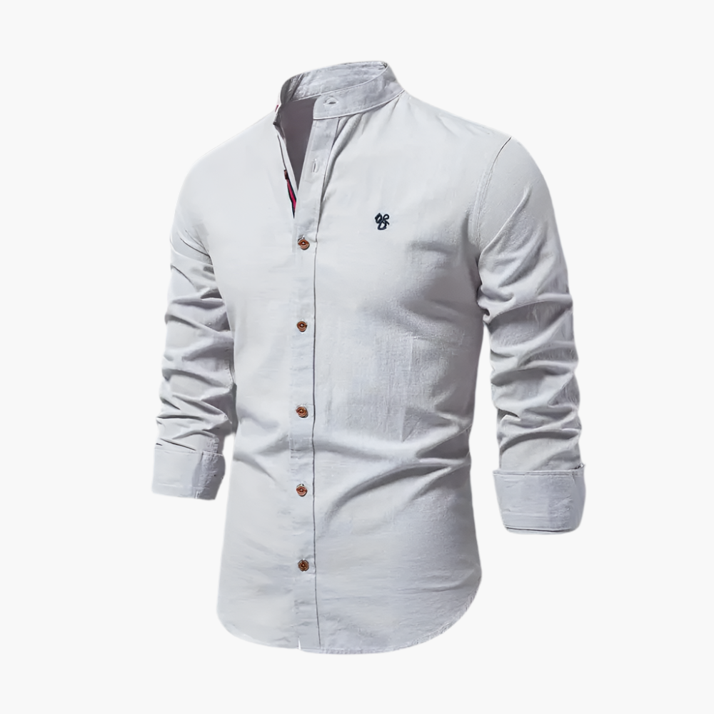 Men's Casual Long Sleeve Stand Collar Shirt – Modern Slim Fit Everyday Style