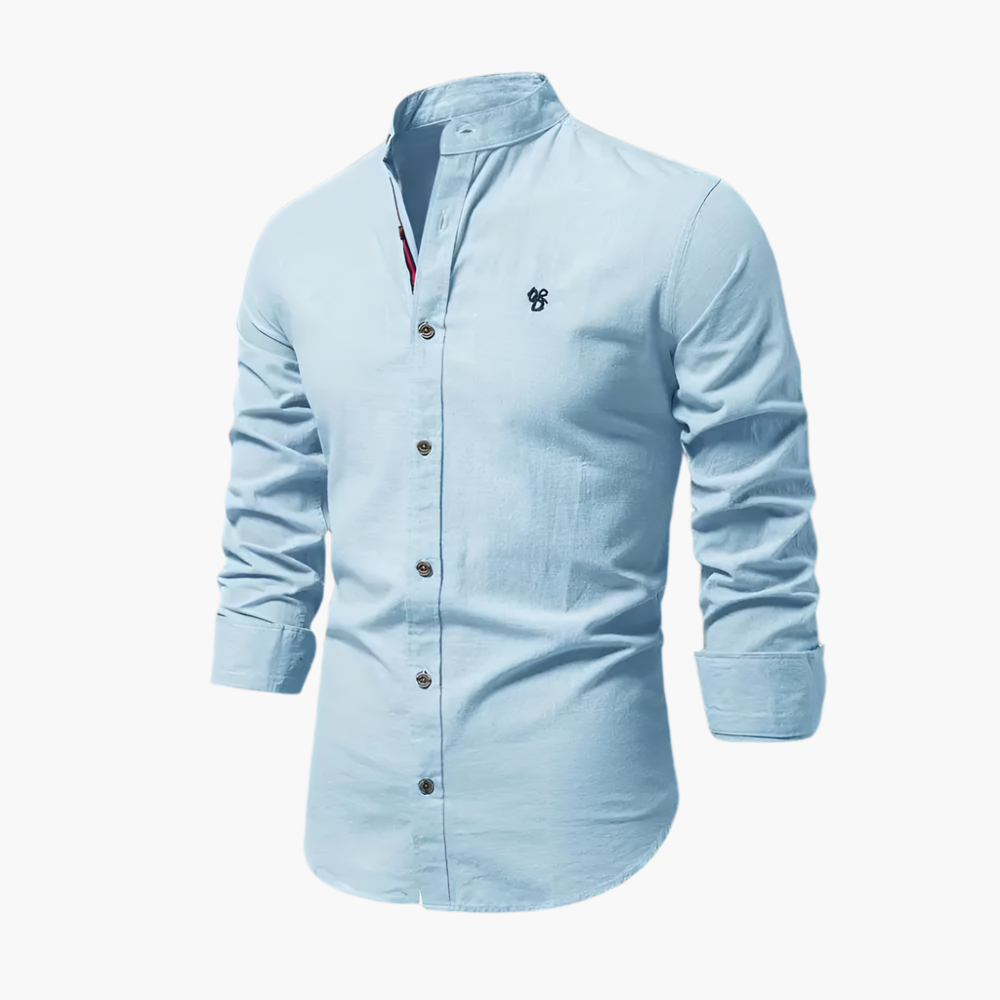 Men's Casual Long Sleeve Stand Collar Shirt – Modern Slim Fit Everyday Style