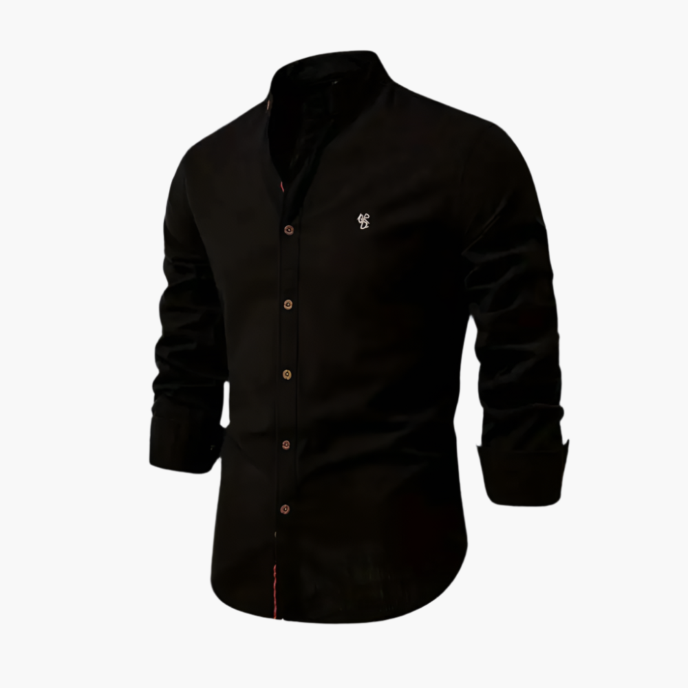 Men's Casual Long Sleeve Stand Collar Shirt – Modern Slim Fit Everyday Style