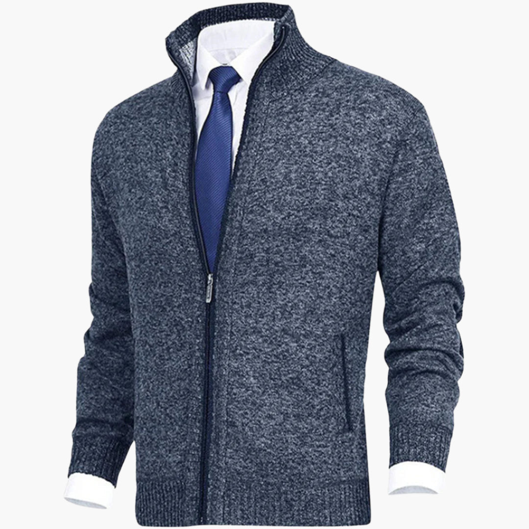 Men's Full-Zip Casual Knit Jacket for Versatile Everyday Style