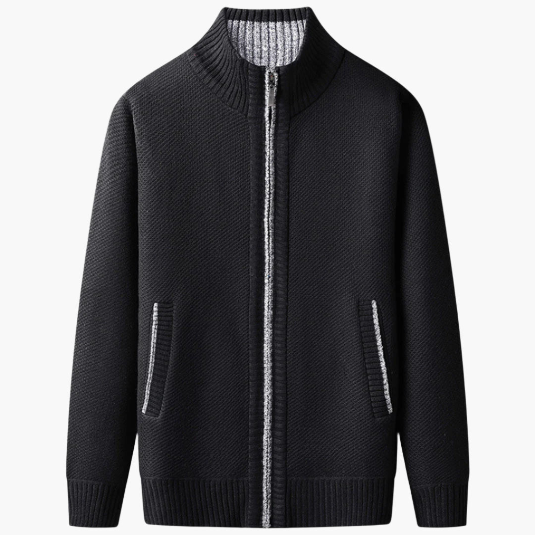 Men's Full-Zip Casual Knit Jacket for Versatile Everyday Style