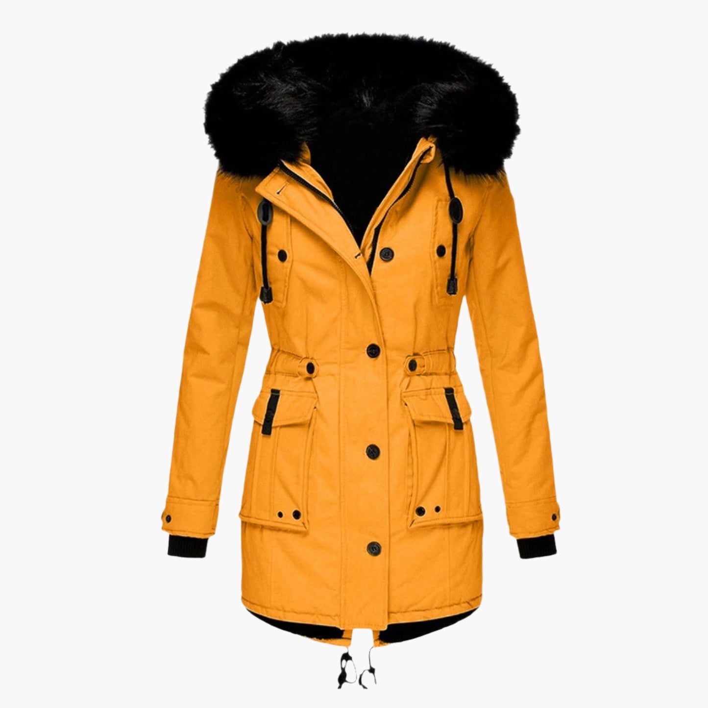 Women's Winter Parka Jacket with Faux Fur Hood – Elegant Outdoor Coat for Cold Weather