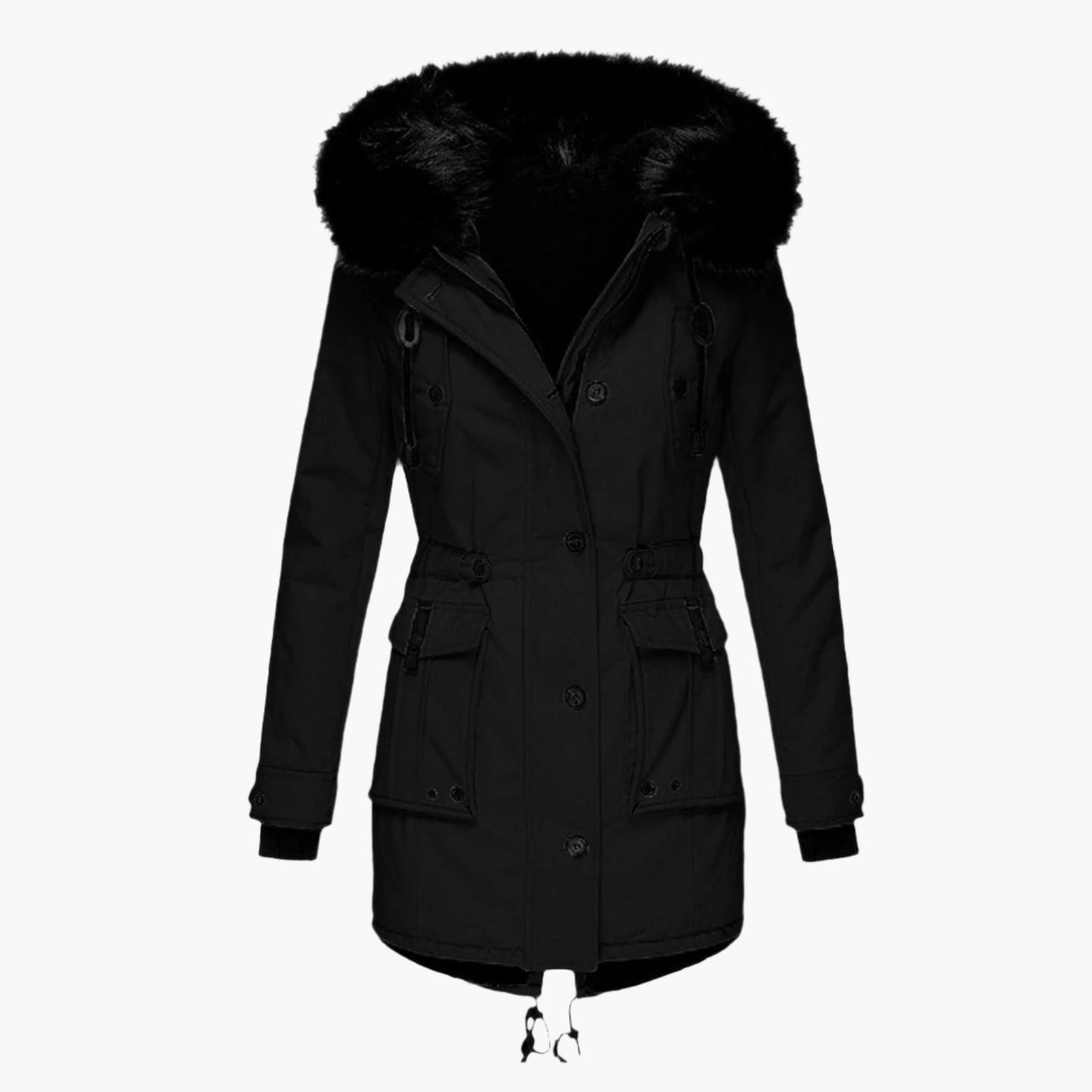 Women's Winter Parka Jacket with Faux Fur Hood – Elegant Outdoor Coat for Cold Weather