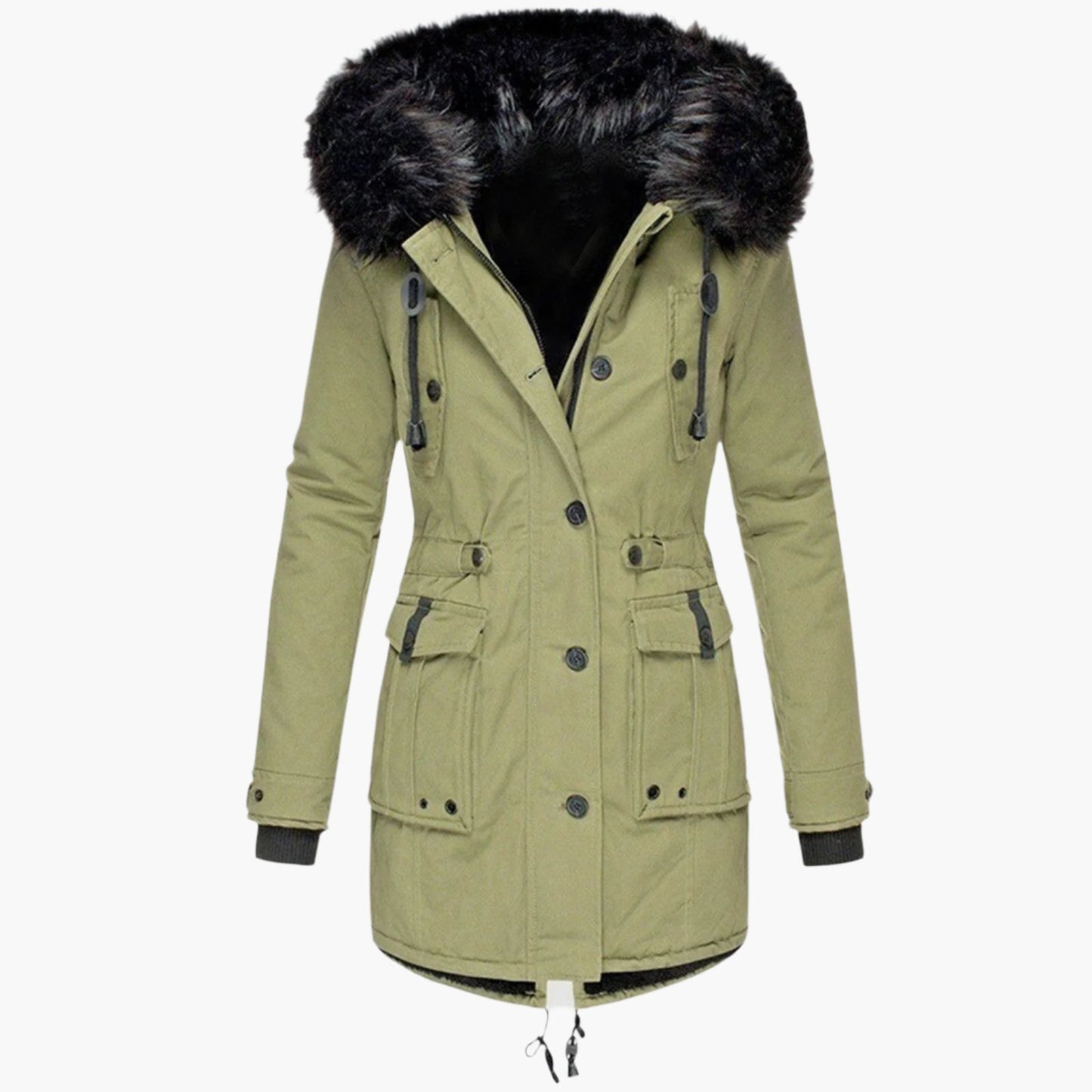 Women's Winter Parka Jacket with Faux Fur Hood – Elegant Outdoor Coat for Cold Weather
