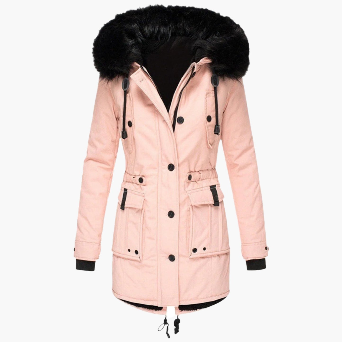 Women's Winter Parka Jacket with Faux Fur Hood – Elegant Outdoor Coat for Cold Weather