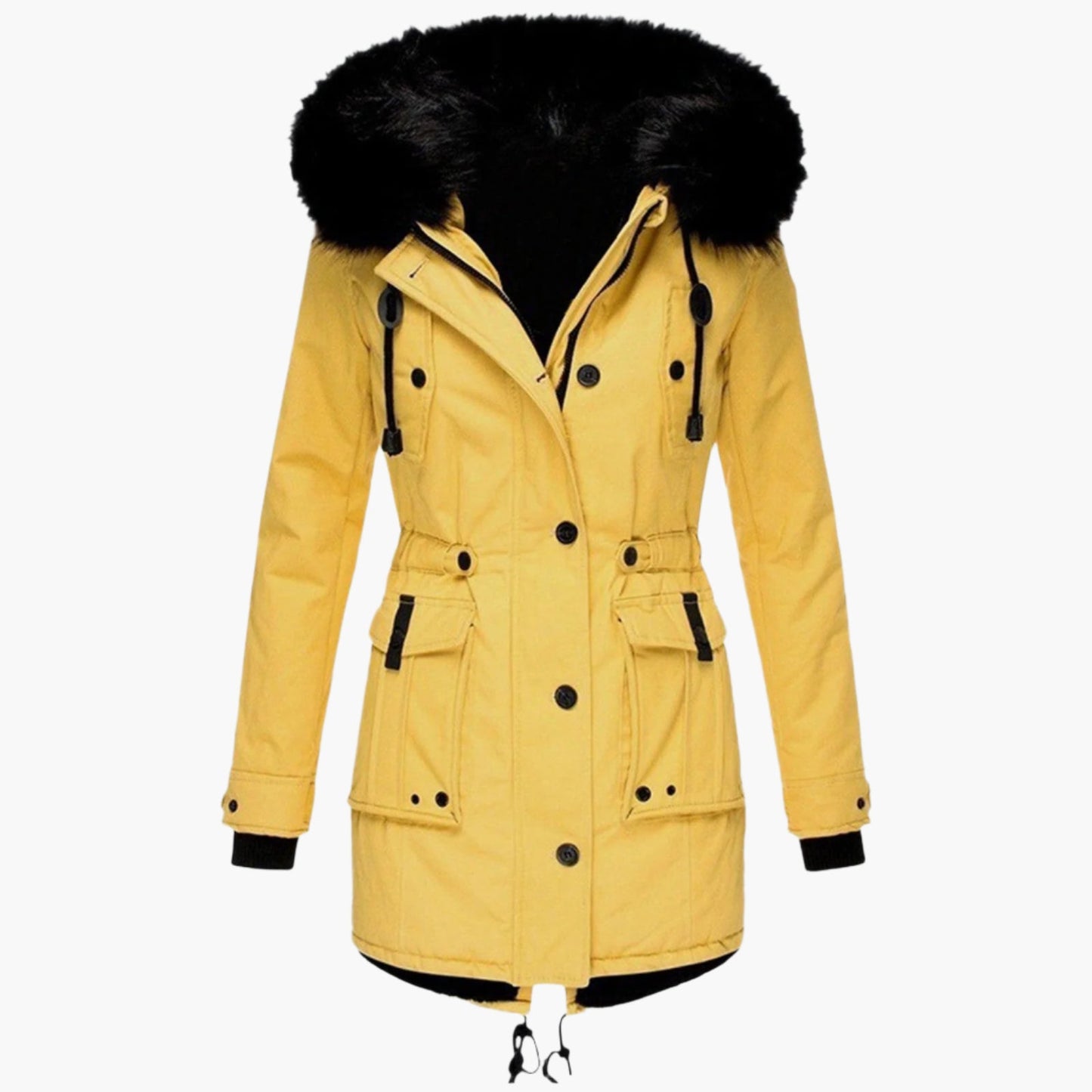 Women's Winter Parka Jacket with Faux Fur Hood – Elegant Outdoor Coat for Cold Weather