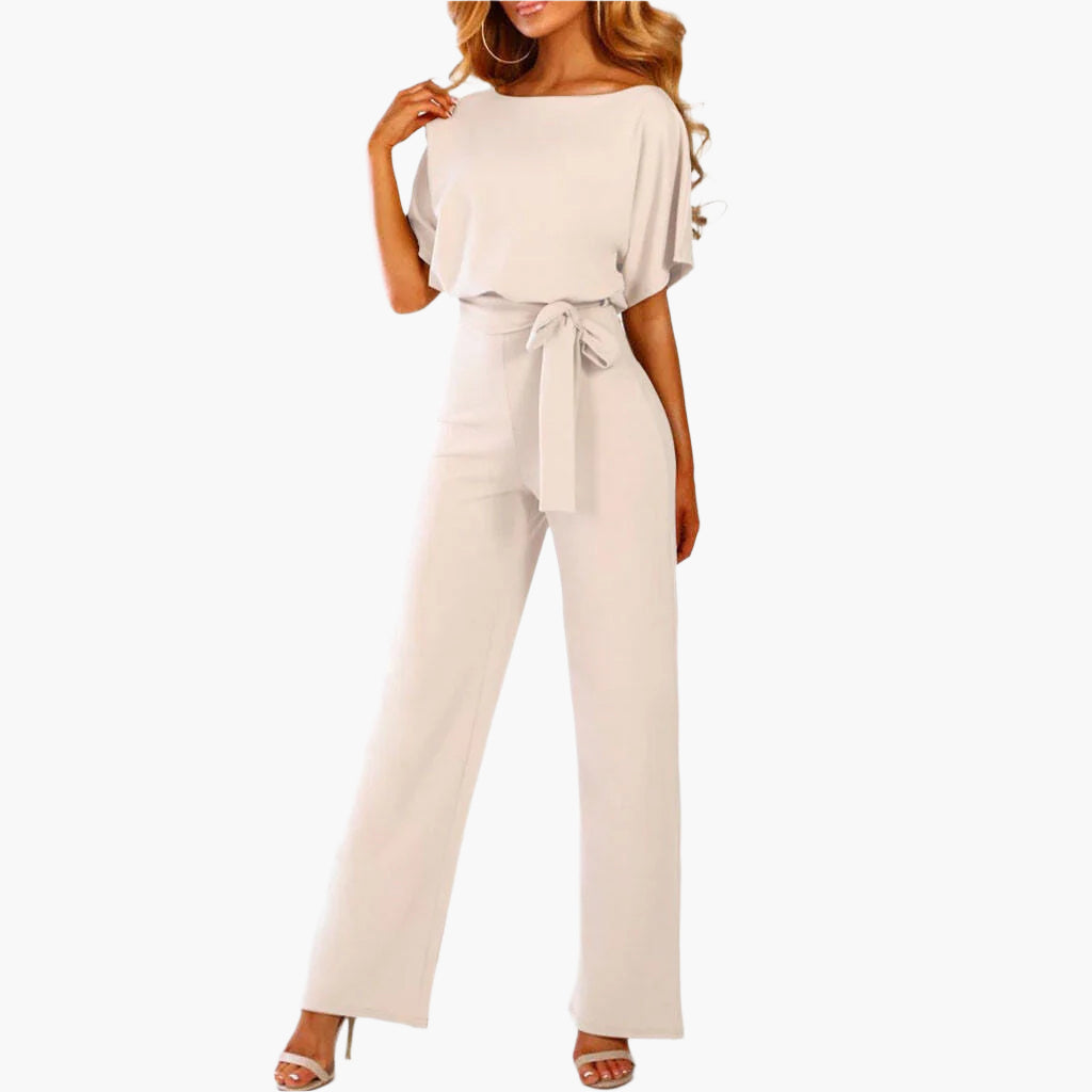 Women's Elegant Wide-Leg Jumpsuit with Waist Tie – Perfect for Parties, Dates & Special Occasions