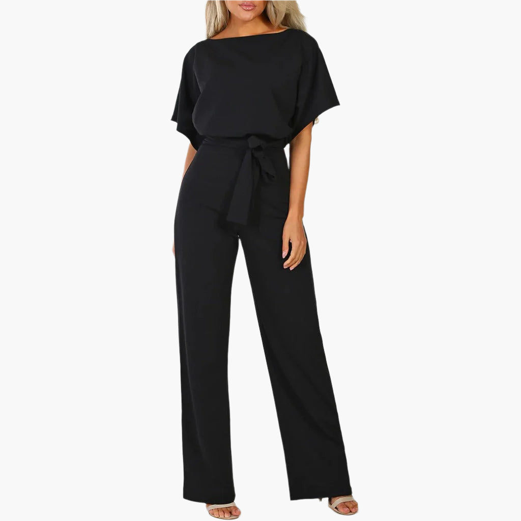 Women's Elegant Wide-Leg Jumpsuit with Waist Tie – Perfect for Parties, Dates & Special Occasions