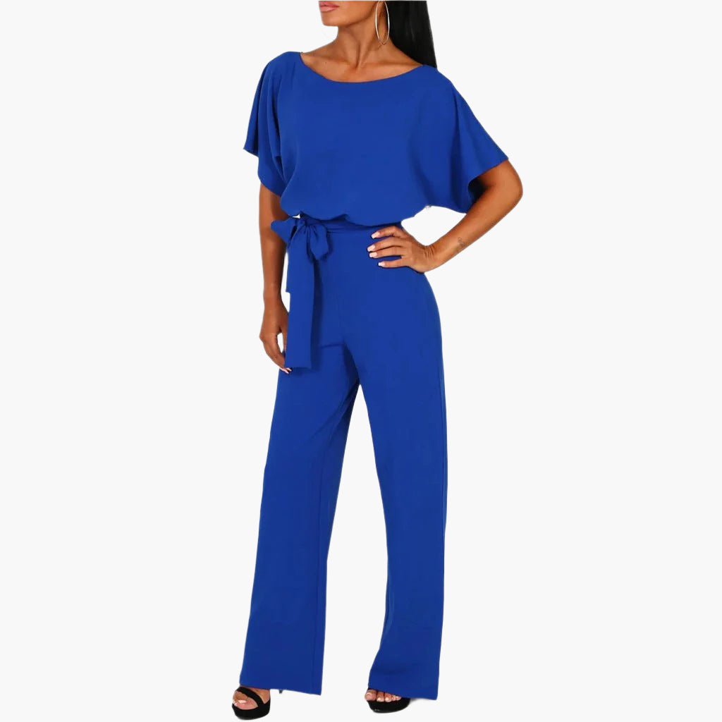 Women's Elegant Wide-Leg Jumpsuit with Waist Tie – Perfect for Parties, Dates & Special Occasions