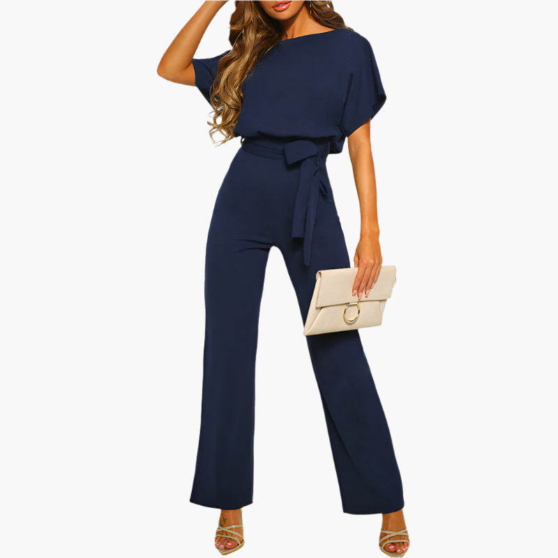 Women's Elegant Wide-Leg Jumpsuit with Waist Tie – Perfect for Parties, Dates & Special Occasions