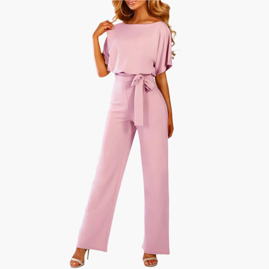 Women's Elegant Wide-Leg Jumpsuit with Waist Tie – Perfect for Parties, Dates & Special Occasions