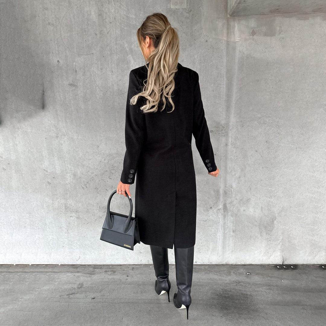 Women's Elegant Winter Coat Formal Long Double-Breasted Overcoat