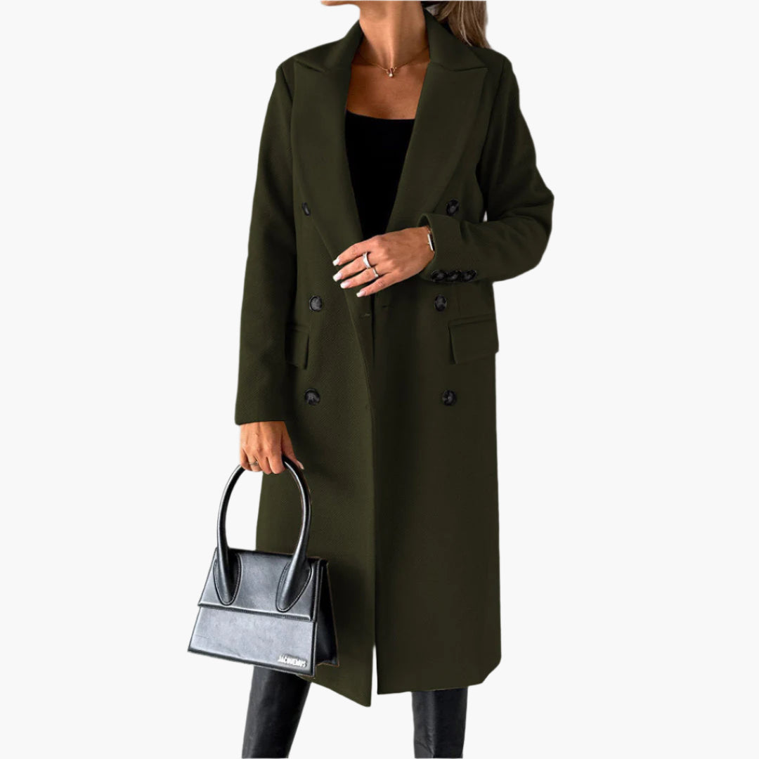 Women's Elegant Winter Coat Formal Long Double-Breasted Overcoat