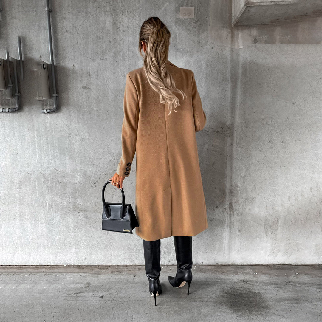 Women's Elegant Winter Coat Formal Long Double-Breasted Overcoat