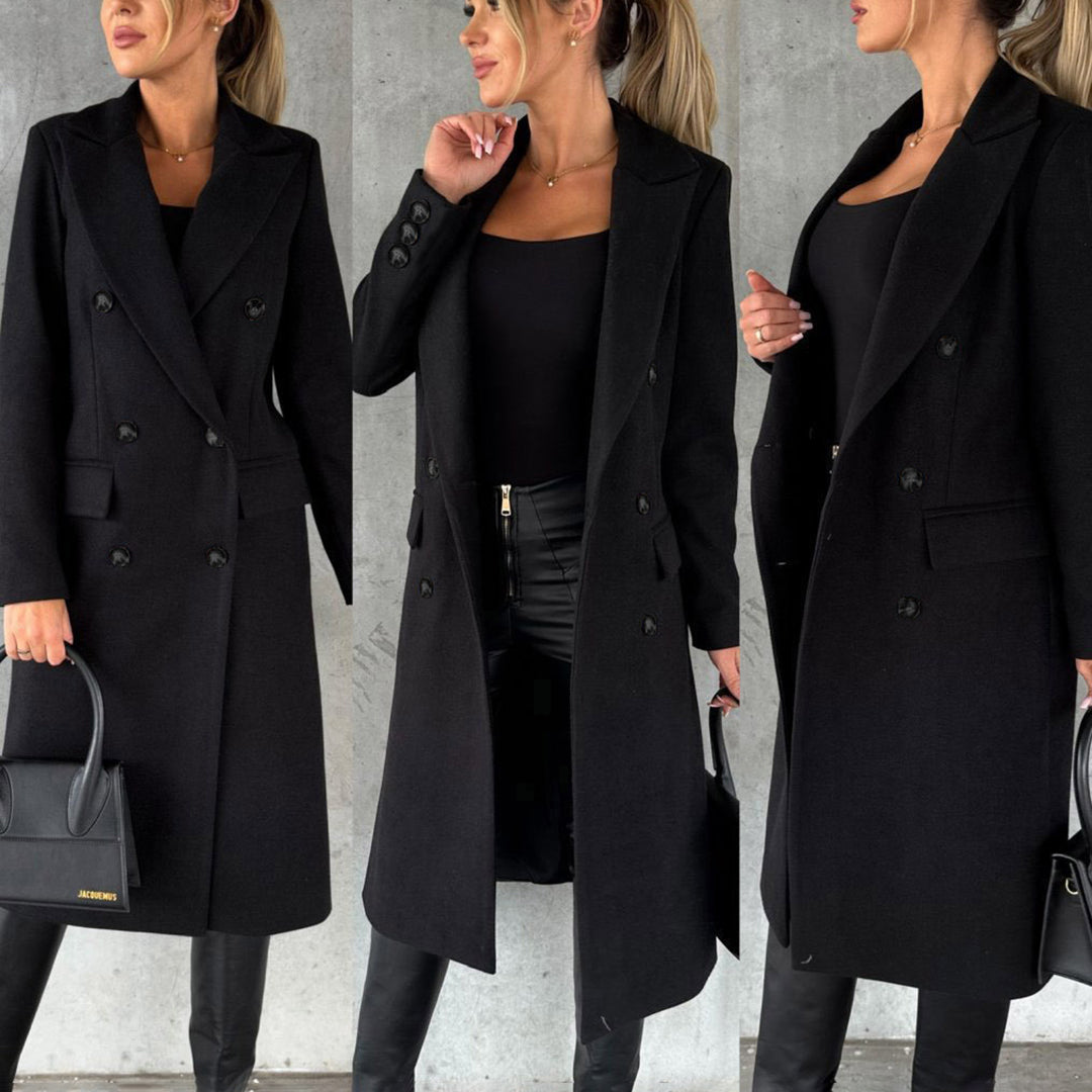 Women's Elegant Winter Coat Formal Long Double-Breasted Overcoat