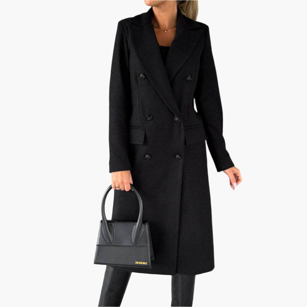 Women's Elegant Winter Coat Formal Long Double-Breasted Overcoat