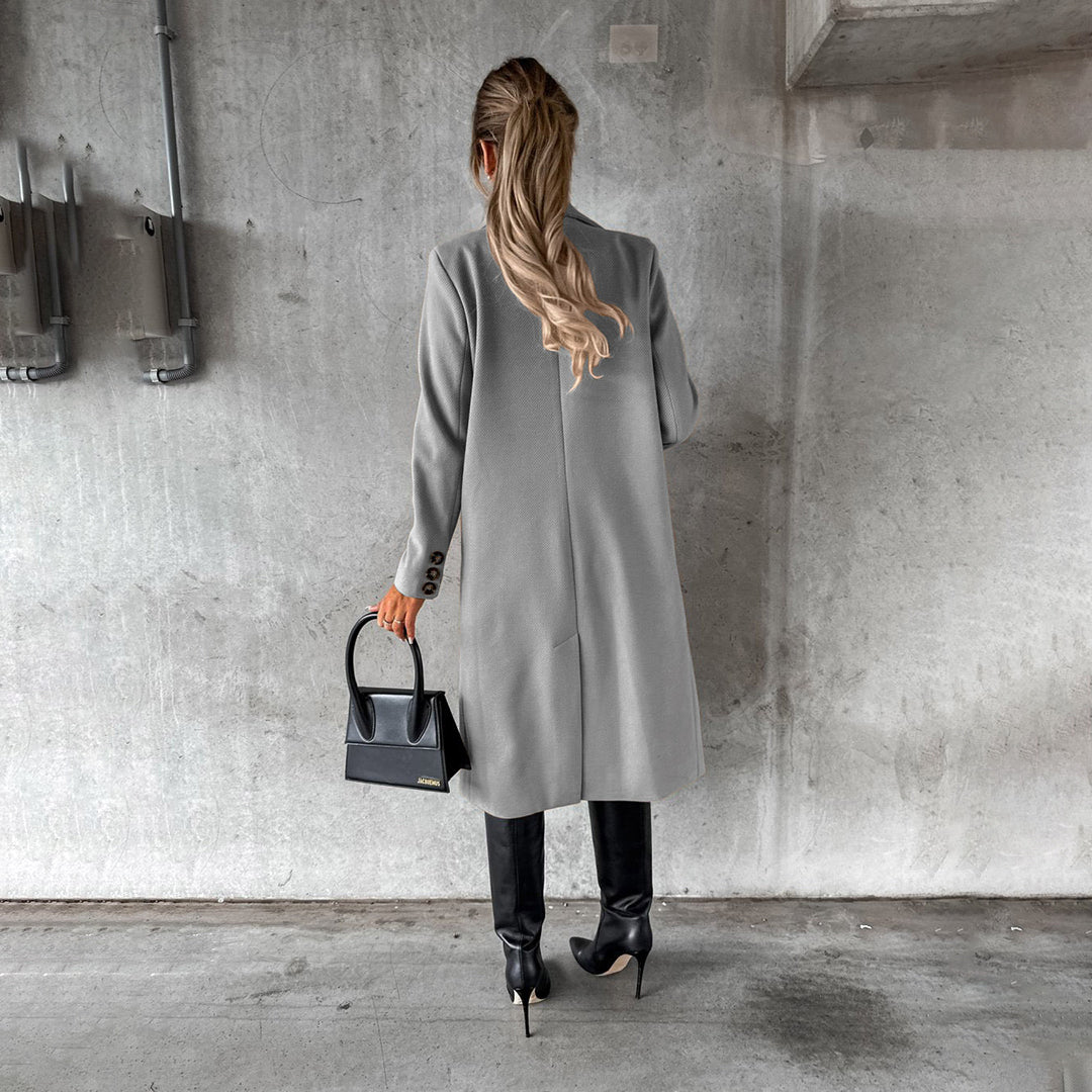 Women's Elegant Winter Coat Formal Long Double-Breasted Overcoat